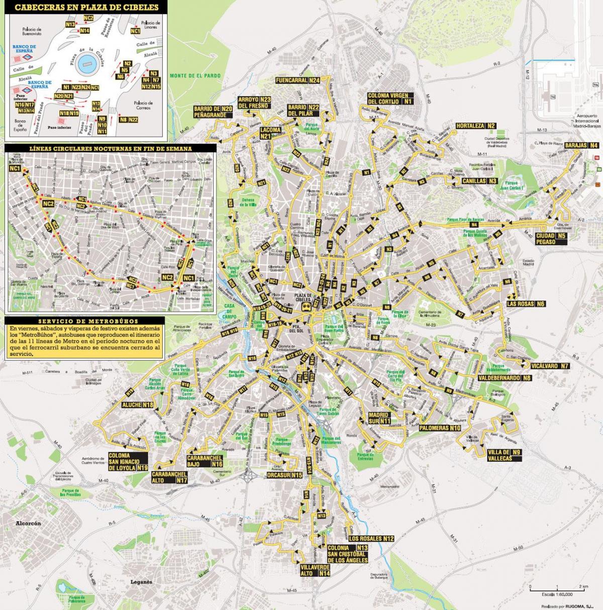 laluan bas Madrid peta