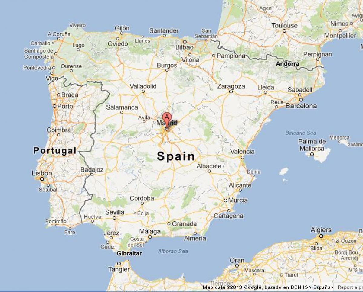 peta Sepanyol menunjukkan Madrid