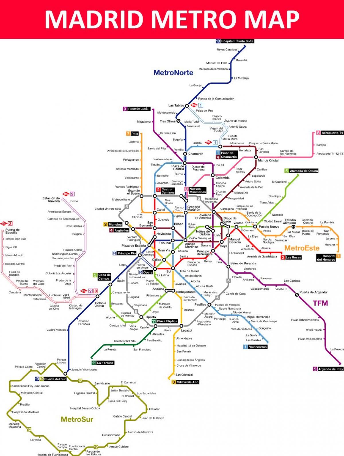 Madrid, Spanyol peta metro