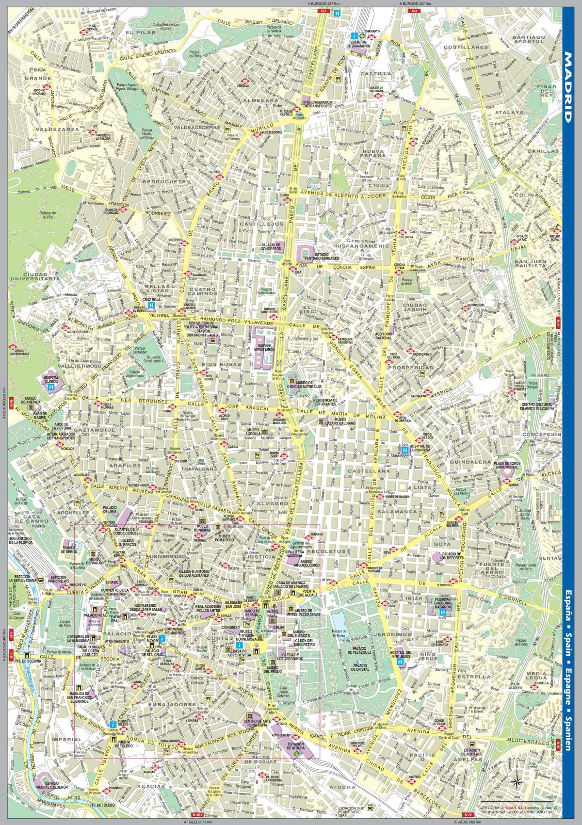 peta jalan pusat bandar Madrid